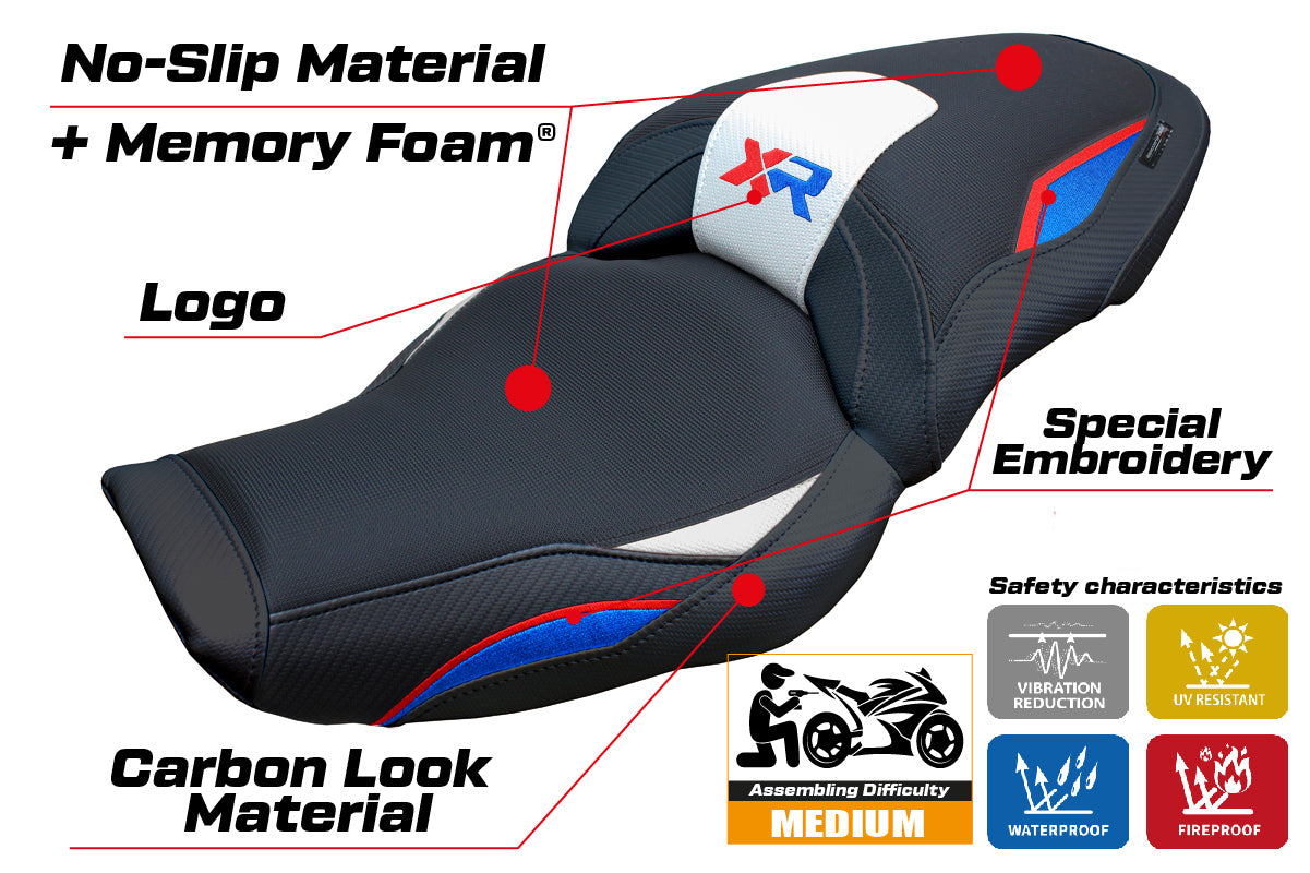 Tappezzeria Italia BMW S1000XR 2024-2025 Seat Cover Comfort in White Red Blue and Black