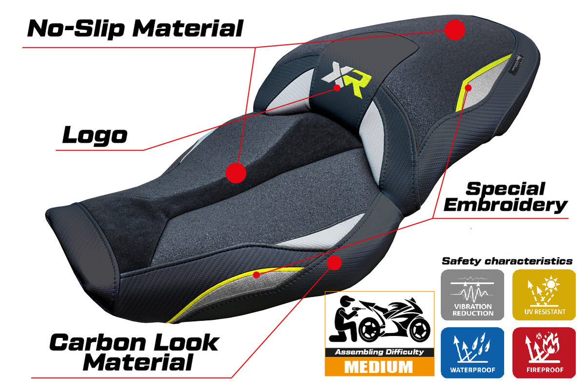 Tappezzeria Italia BMW S1000XR 2024-2025 Seat Cover Ultragrip in Silver Yellow and Black