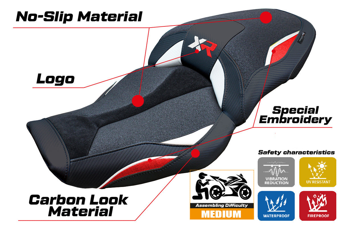 Tappezzeria Italia BMW S1000XR 2024-2025 Seat Cover Ultragrip in White Red and Black