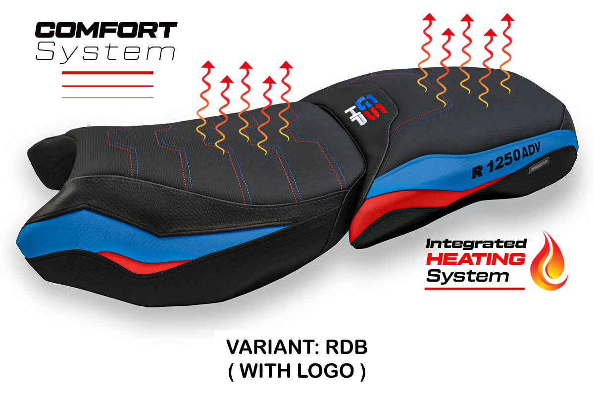 Tappezzeria Italia BMW R1250GS ADV 2019-2024 Comfort Heated Seat Cover in Red Blue