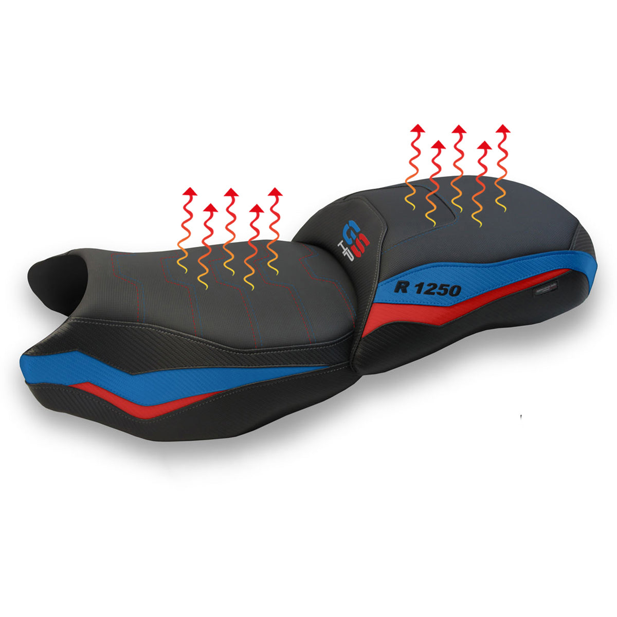 Tappezzeria Italia BMW R1250GS 2019-2023 Comfort Heated Seat Cover in Red and Blue