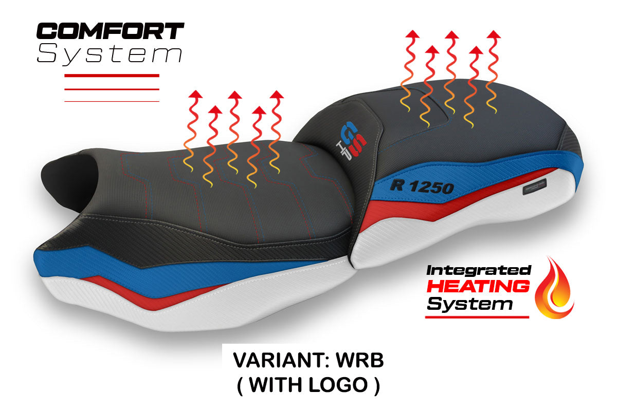 Tappezzeria Italia BMW R1250GS 2019-2023 Comfort Heated Seat Cover in White Red Blu