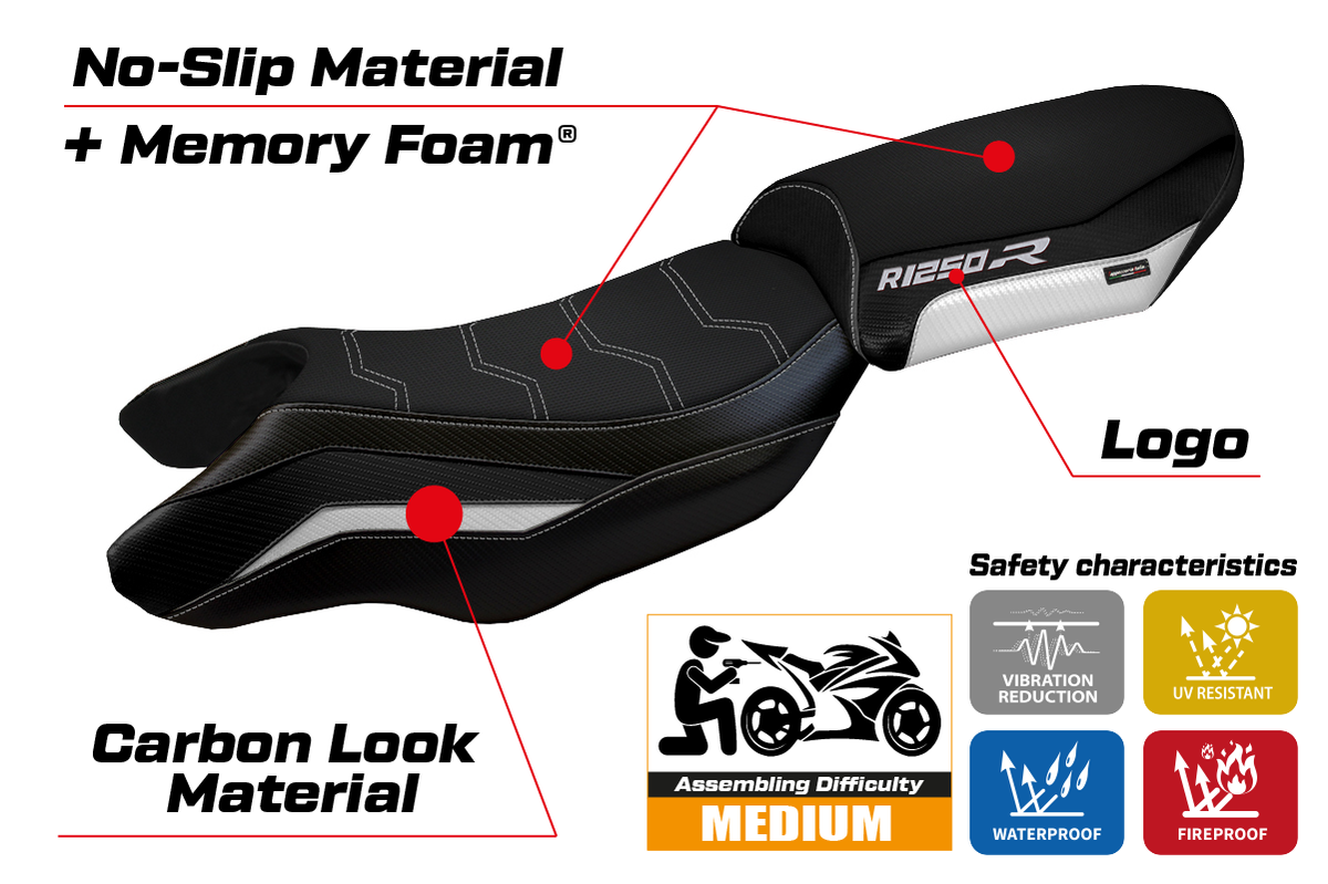 Tappezzeria Italia BMW R1250R 2019-2025 Seat Cover Comfort in White and Black