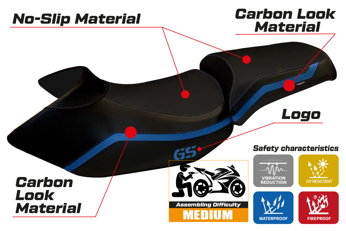 Tappezzeria Italia BMW R1200GS 2005-2012 Seat Cover in Blue and Black