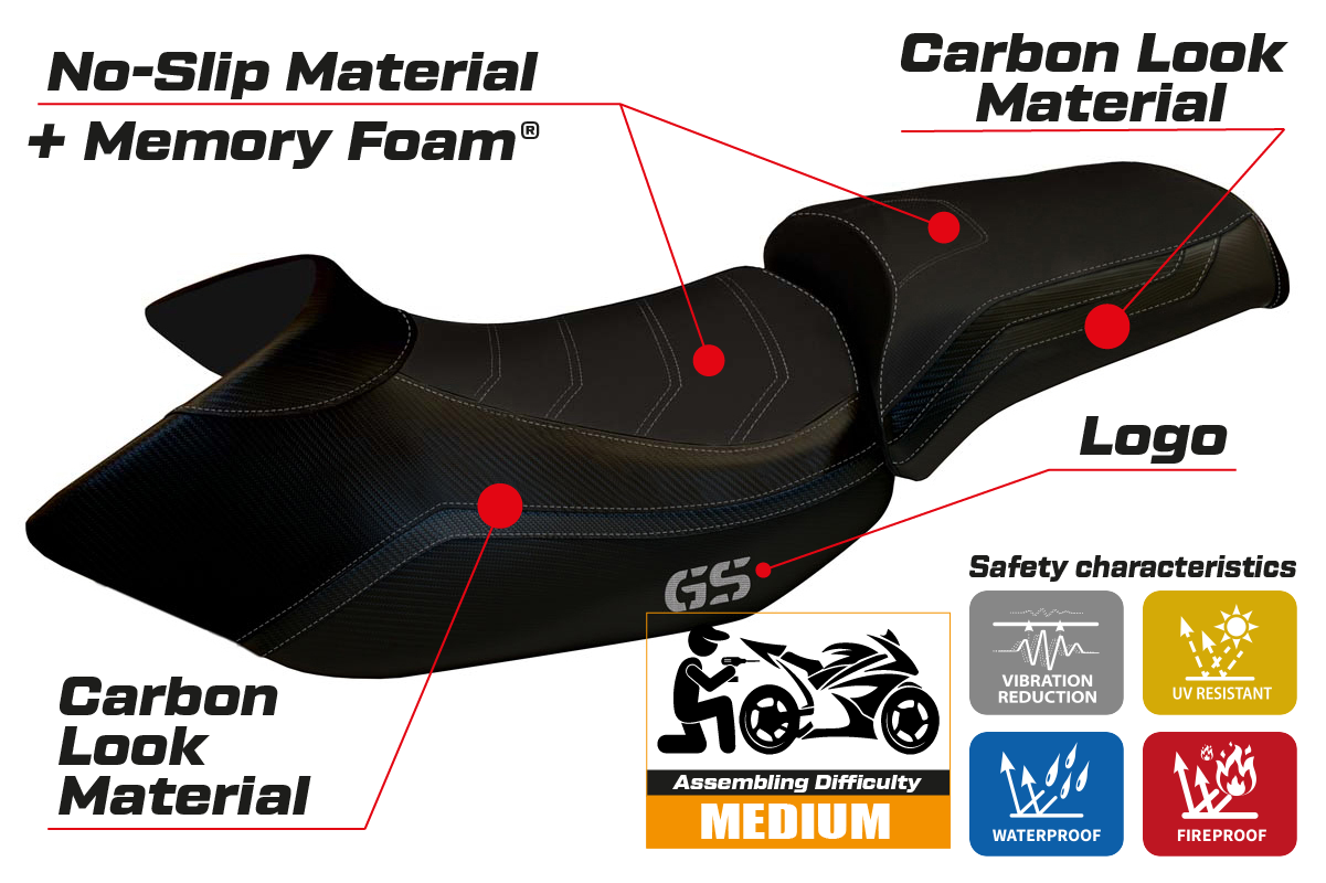 Tappezzeria Italia BMW R1200GS 2005-2012 Seat Cover Comfort in Black