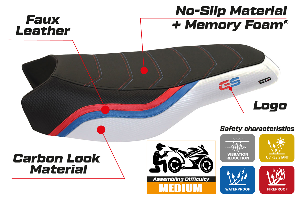 Tappezzeria Italia BMW R1200GS R1250GS Rallye 2017-2024 Seat Cover Comfort in White
