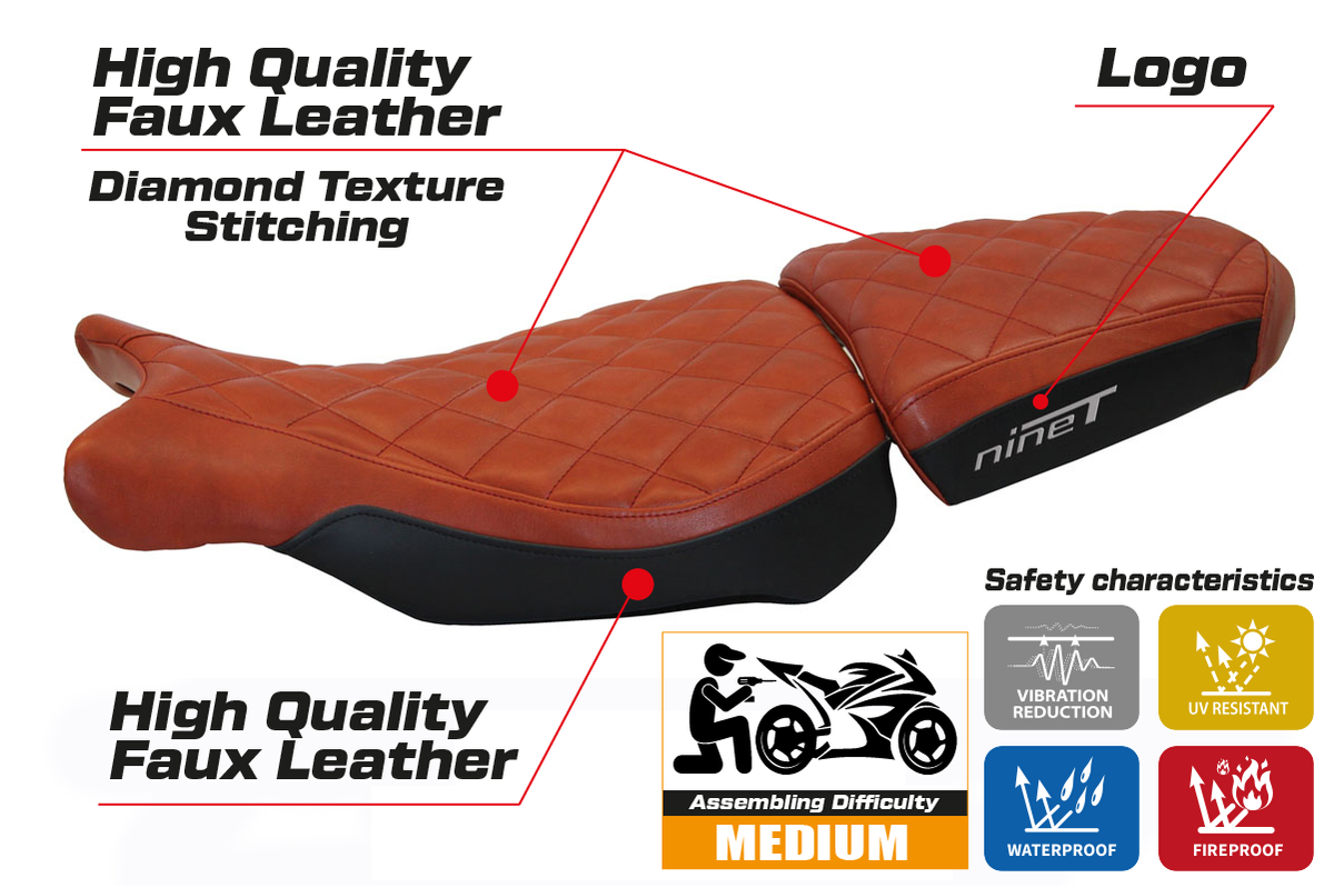 Tappezzeria Italia BMW R1200 Nine T 2014-2024 Seat Cover in Brick and Black