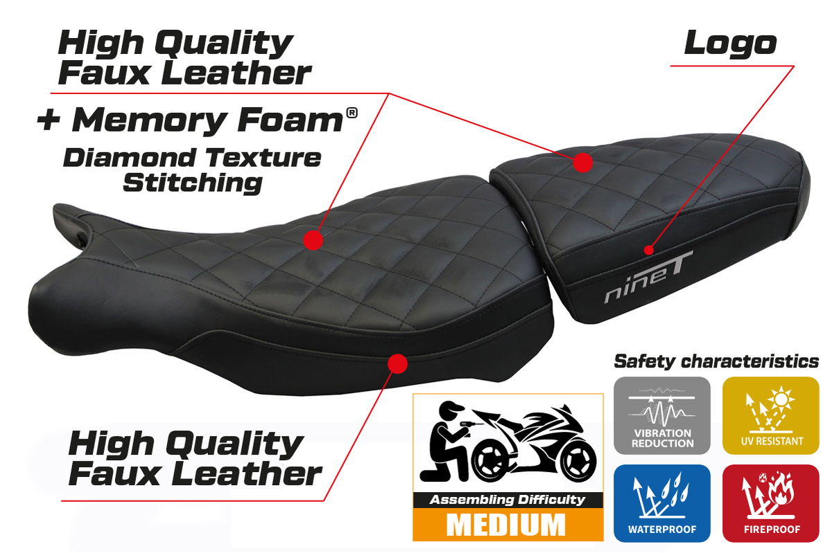 Tappezzeria Italia BMW R1200 Nine T 2014-2024 Seat Cover Comfort in Black FR