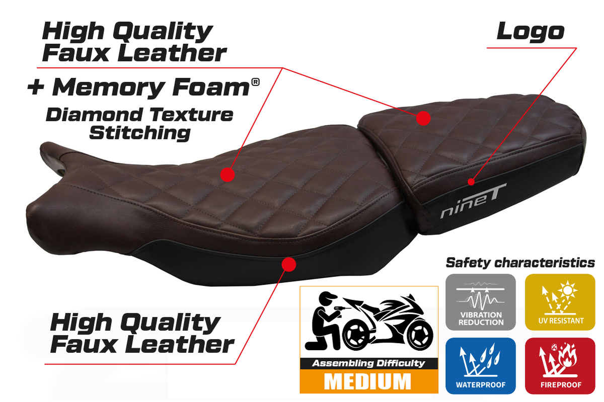 Tappezzeria Italia BMW R1200 Nine T 2014-2024 Seat Cover Comfort in Brown FR