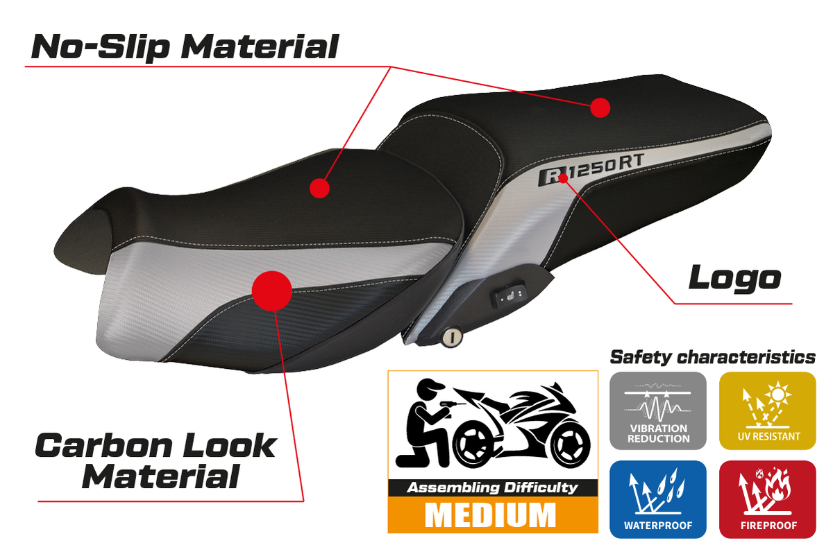 Tappezzeria Italia BMW R1250RT 2019-2025 Seat Cover in Silver and Black