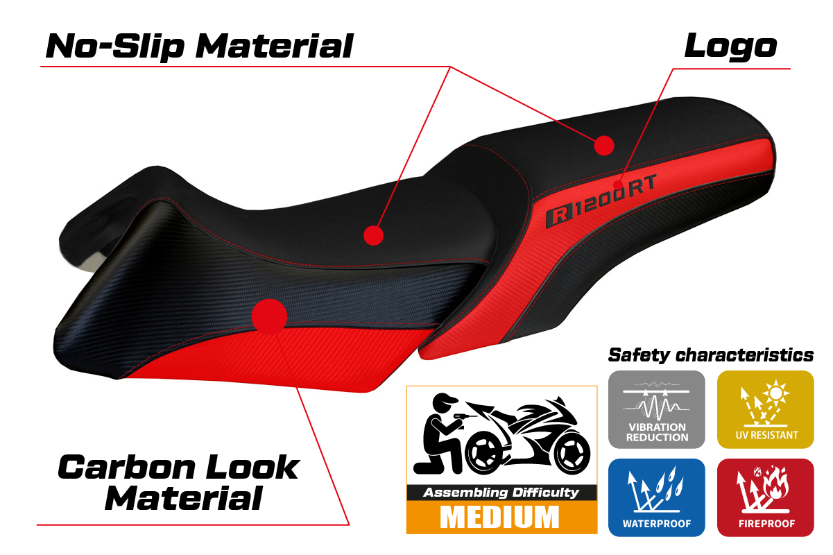 Tappezzeria Italia BMW R1200RT 2006-2013 Seat Cover in Red and Black