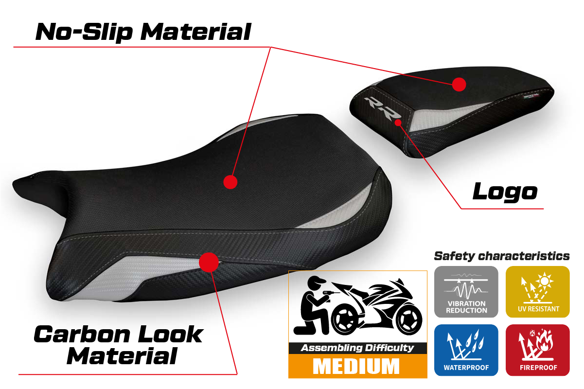 Tappezzeria Italia BMW S1000RR 2019-2025 Seat Cover in Silver and Black