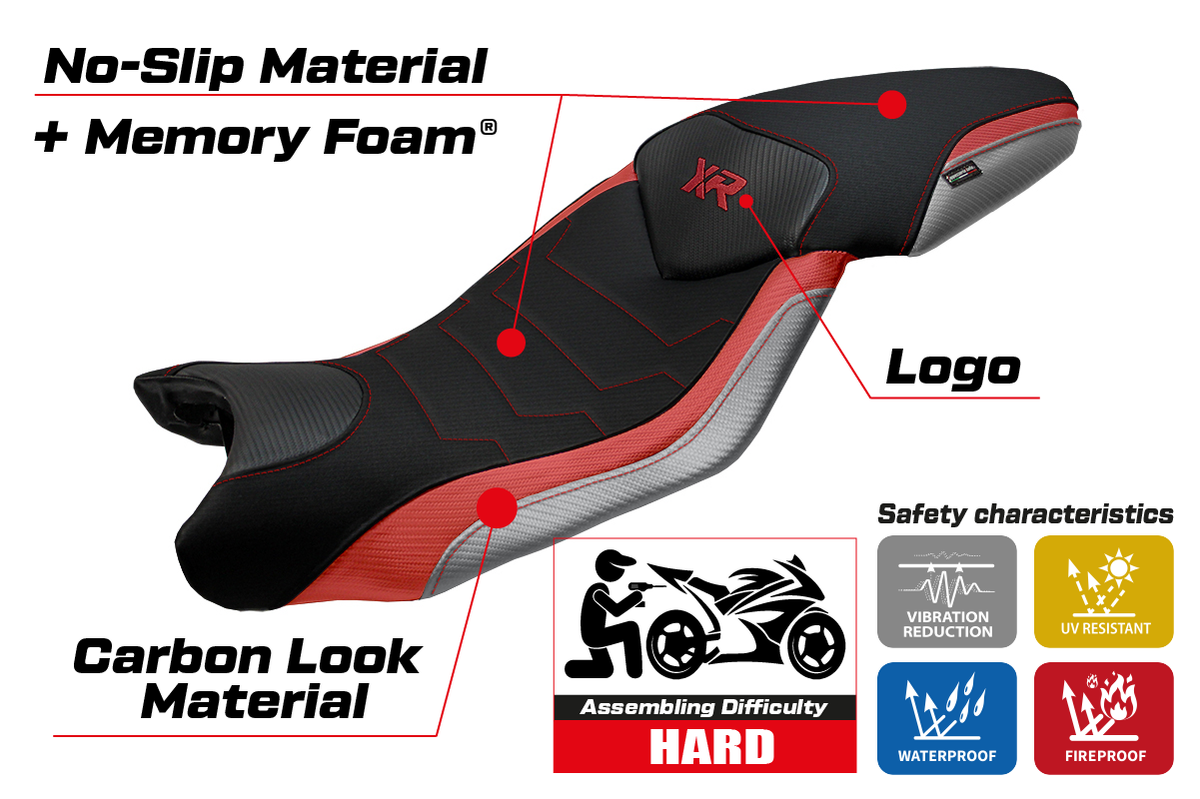 Tappezzeria Italia BMW S1000XR 2015-2019 Seat Cover Comfort in Red and Grey