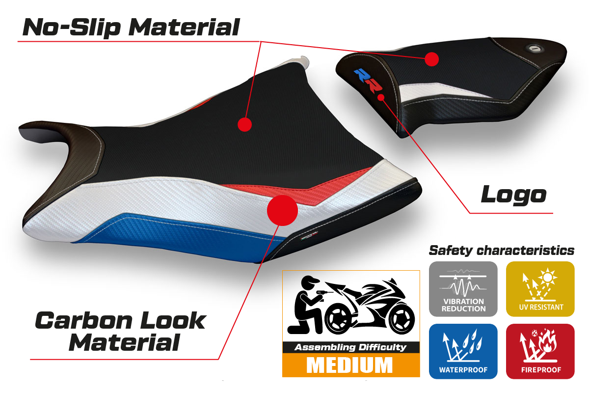 Tappezzeria Italia BMW S1000RR 2009-2011 Seat Cover in HP Red, White, Blue and Black