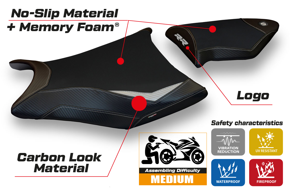 Tappezzeria Italia BMW S1000RR 2009-2011 Seat Cover Comfort in Silver and Black