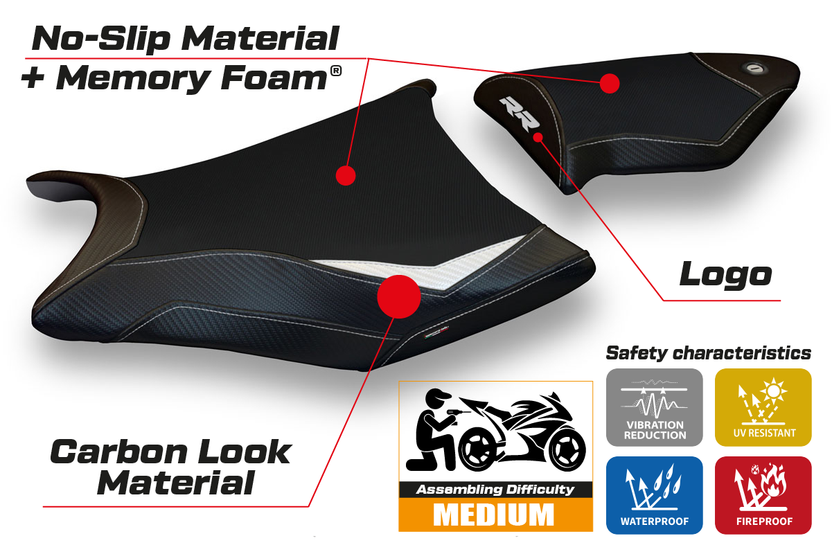 Tappezzeria Italia BMW S1000RR 2009-2011 Seat Cover Comfort in White and Black