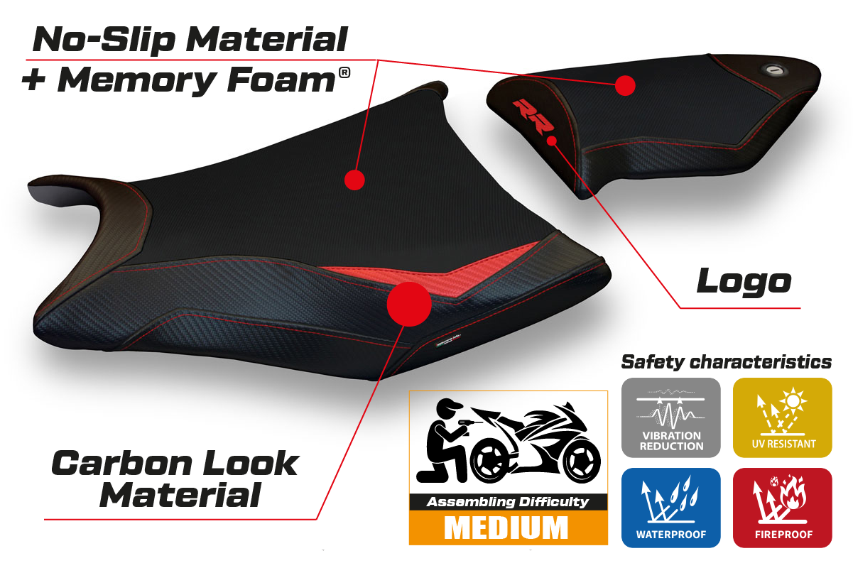 Tappezzeria Italia BMW S1000RR 2009-2011 Seat Cover Comfort in Red and Black