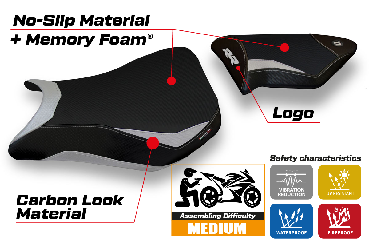 Tappezzeria Italia BMW S1000RR 2012-2014 Seat Cover Comfort in Silver and Black