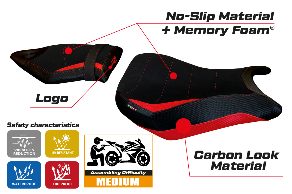 Tappezzeria Italia BMW S1000R 2014-2020 Seat Cover Comfort in Red and Black