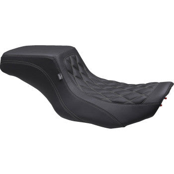 MUSTANG One Piece 2-Up Squareback Seat - Double Diamond - Gunmetal Stitch - FLH/FLT '23-'24 88416GM