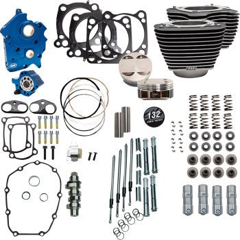 S&S CYCLE 132" Power Pack - 550 Chain Drive - Water Cooled - Black Granite w/Highlight Fins - M8 310-1235C