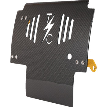 THRASHIN SUPPLY CO. Skid Plate - Carbon Fiber/Gloss - With Gold Brackets - FLHX/FLTRX TSC-3034-5