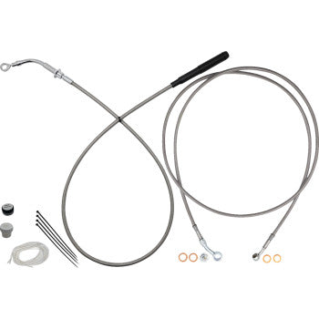 FAT BAGGERS INC. EZ Install Kit - 14" Handlebars - Upper Clutch - Full Length - Braided Stainless Steel/Chrome 219914-C