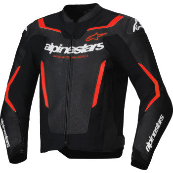 ALPINESTARS Jacket Lthr Gp Force Air Flo Blk/Rd Fl 56 3100326-1030-56