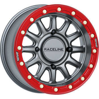 RACELINE WHEELS Wheel - Alpha - Front/Rear - Gun Metal/with Red Ring - 15x7 - 4/156 - +10 mm A14GR-57056+10
