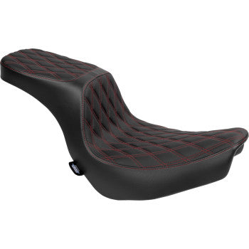 DRAG SPECIALTIES Predator 2-Up Seat - Vinyl - Double Diamond - Red Stitching - FLSB/FXLRS '18-'24 0802-1637