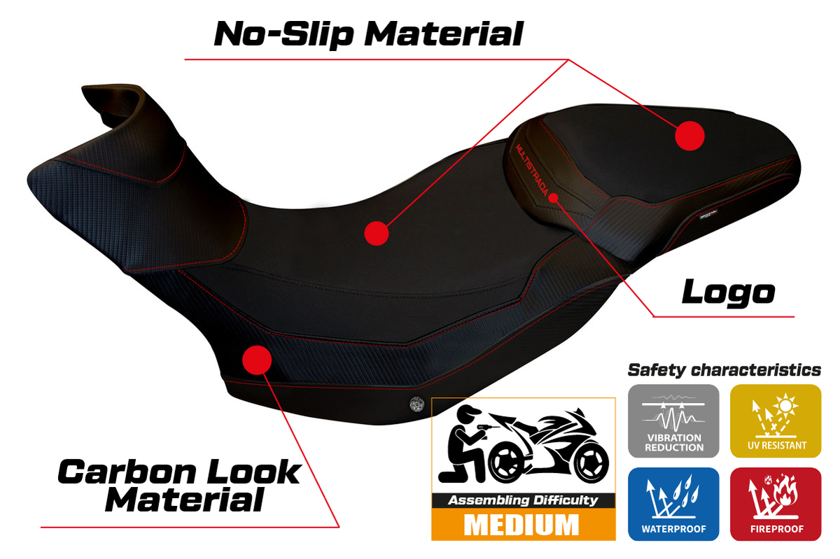 Tappezzeria Italia Ducati Multistrada 1200 1260 Enduro 2016-2021 Seat Cover in Black