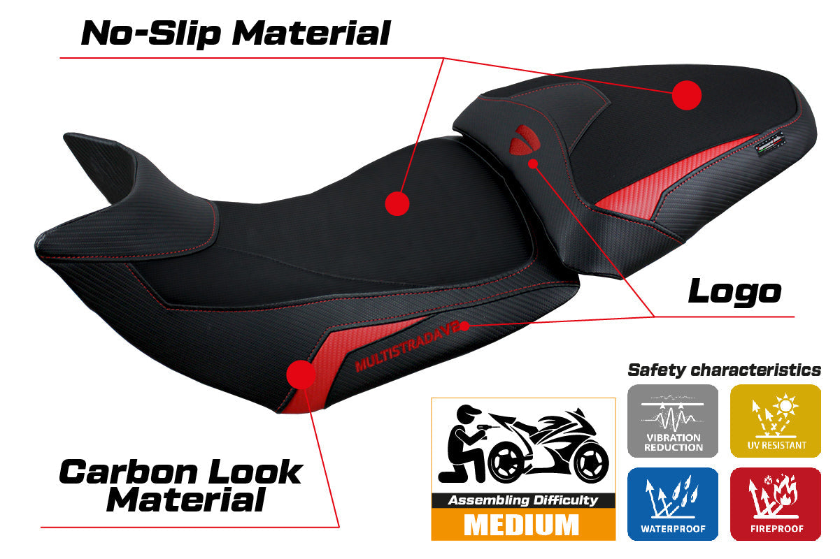 Tappezzeria Italia Ducati Multistrada V2 2021-2024 Seat Cover in Red and Black