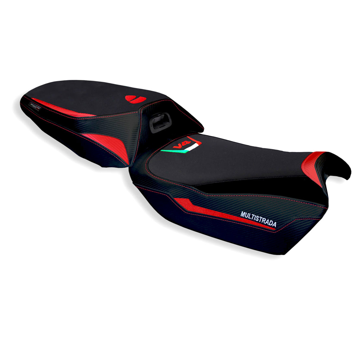Ducati Multistrada V4 2021-2025 Heated Seat Cover Tappezzeria Italia in Red and Black