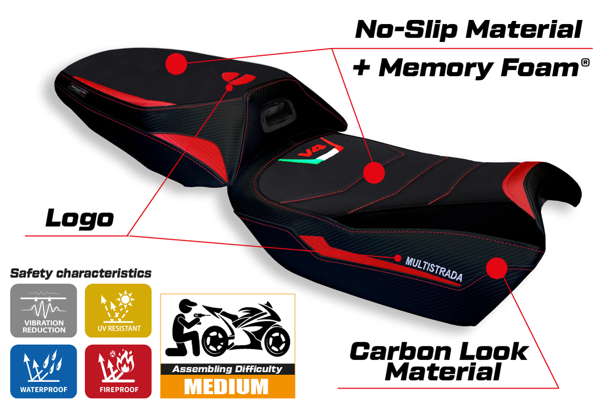 Tappezzeria Italia Ducati Multistrada V4 2021-2025 Heated Seat Cover Comfort in Red