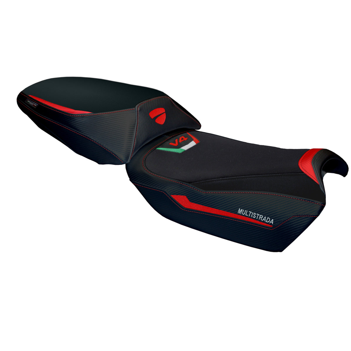 Tappezzeria Italia Ducati Multistrada V4 Rally 2023-2025 Seat Cover in Red and Black