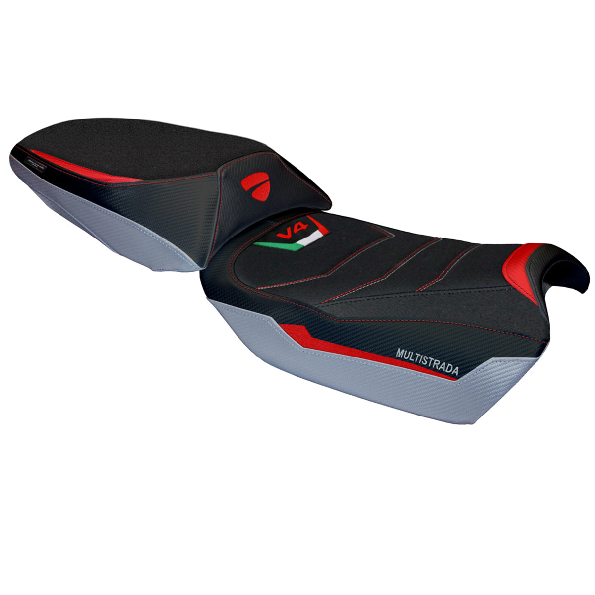 Tappezzeria Italia Ducati Multistrada V4 Rally 2023-2025 Seat Cover Ultragrip in Red and Silver