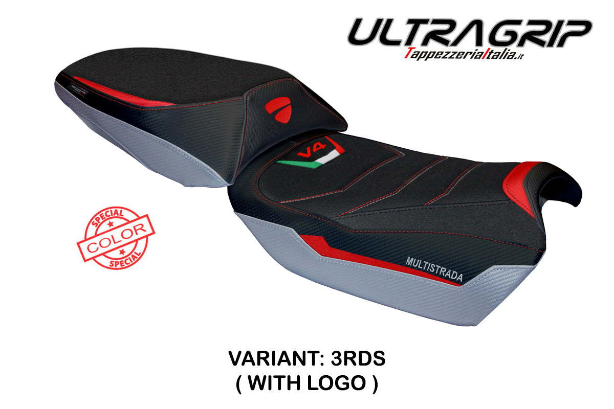 Tappezzeria Italia Ducati Multistrada V4 Rally 2023-2025 Seat Cover Ultragrip in Red and Silver
