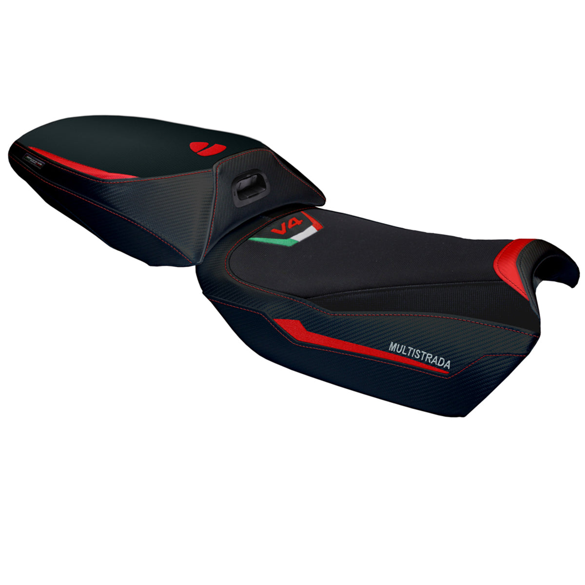 Tappezzeria Italia Ducati Multistrada V4 Rally 2023-2025 Heated Seat Cover in Red and Black