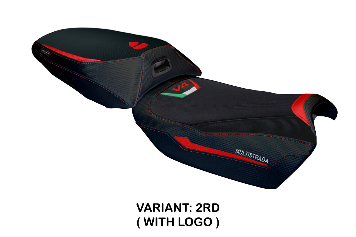 Tappezzeria Italia Ducati Multistrada V4 Rally 2023-2025 Heated Seat Cover in Red and Black