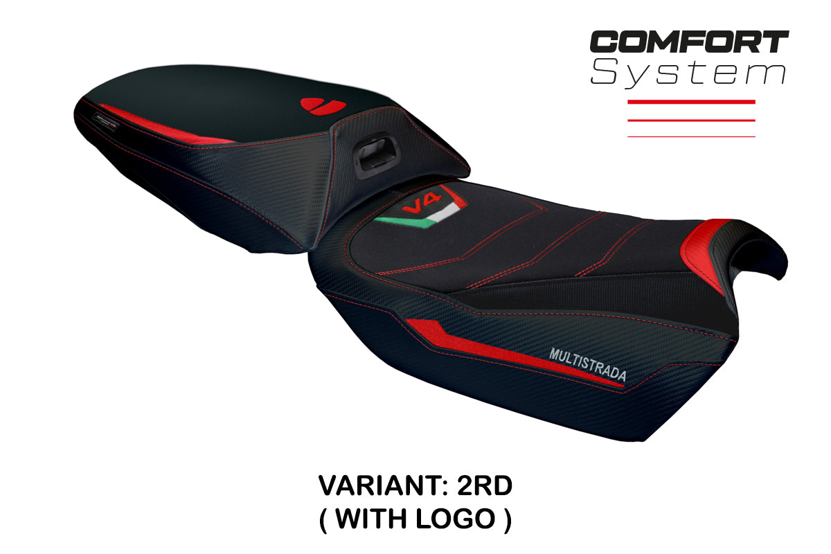 Tappezzeria Italia Ducati Multistrada V4 Rally Heat 2023-2025 Seat Cover Comfort in Red and Black