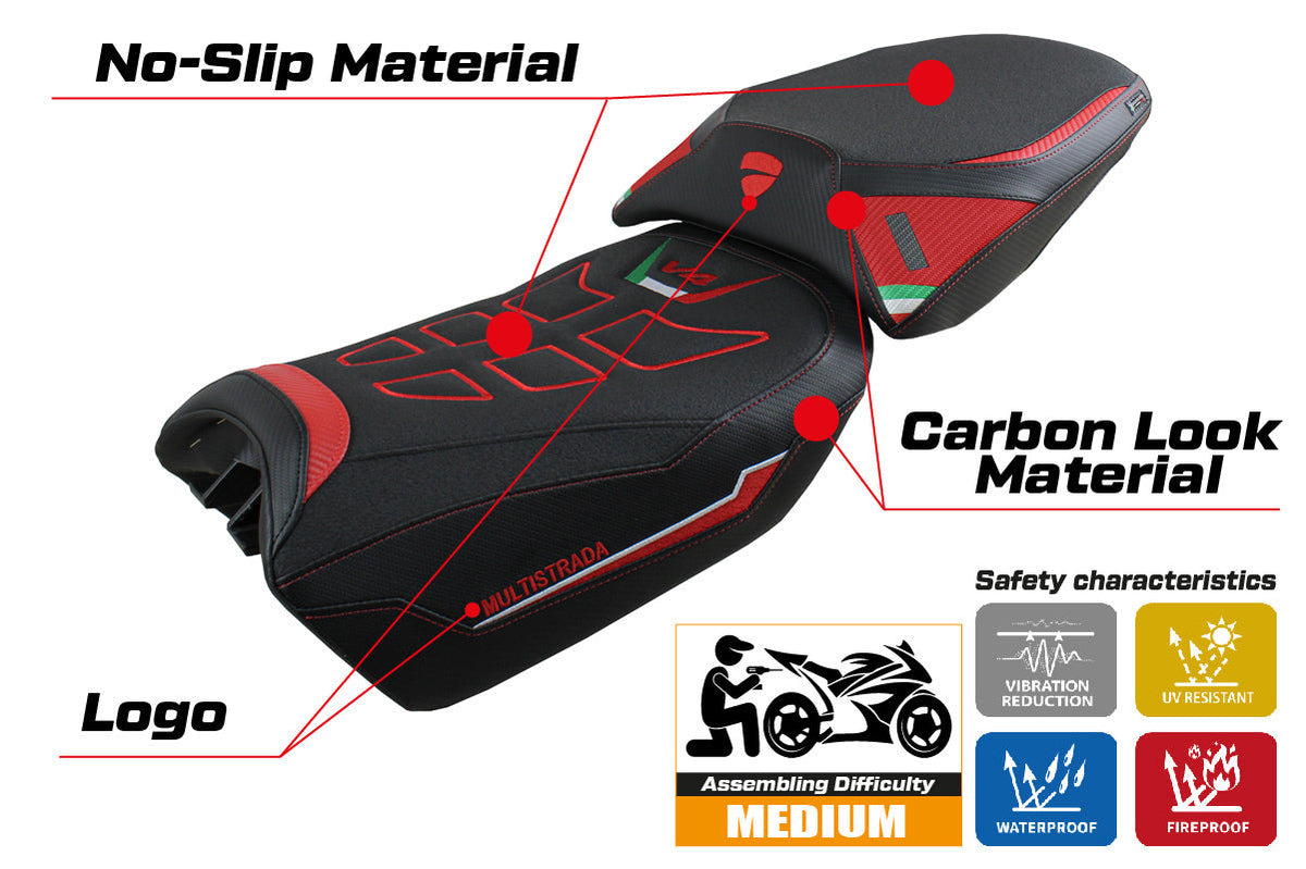 Tappezzeria Italia Ducati Multistrada V4 Pikes Peak 2022-2025 Seat Cover Ultragrip in Red