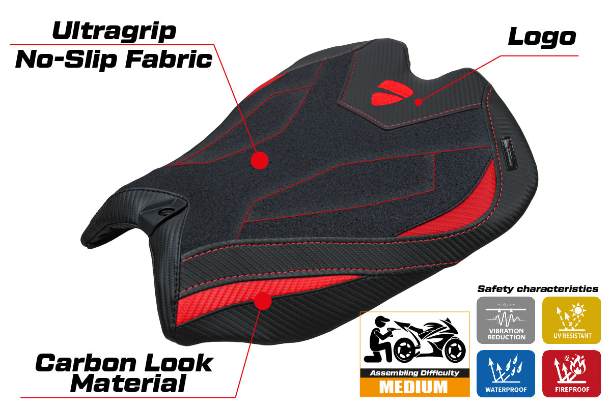 Tappezzeria Italia Ducati Panigale V4 2025 Seat Cover Ultragrip Black Red Ducati Logo