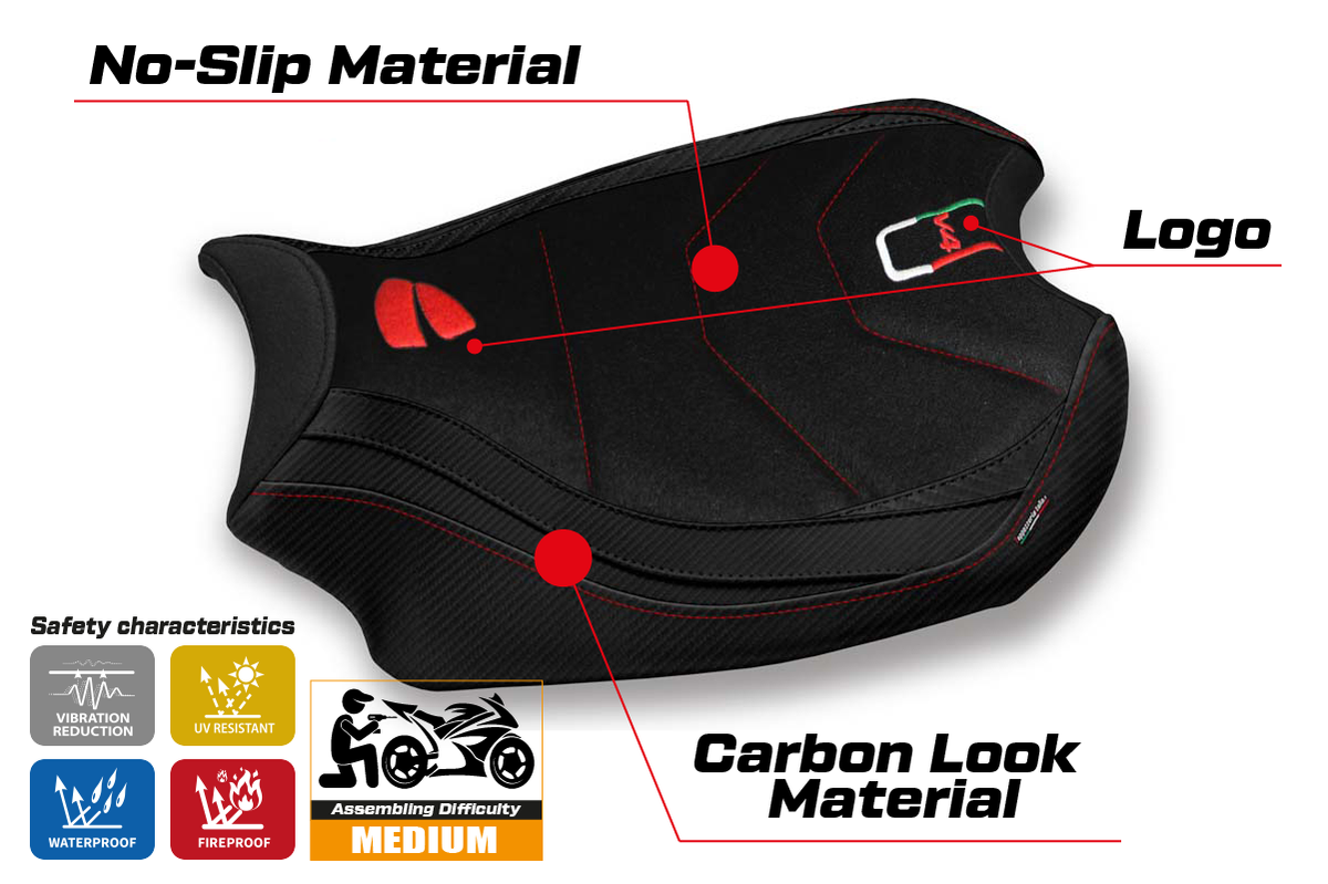 Tappezzeria Italia Ducati Panigale V4 2018-2024 Seat Cover Ultragrip in Black