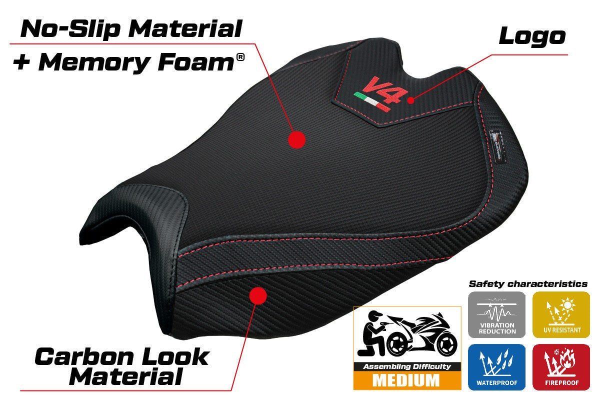 Tappezzeria Italia Ducati streetfighter V4 2025 Seat Cover Comfort Black Logo V4