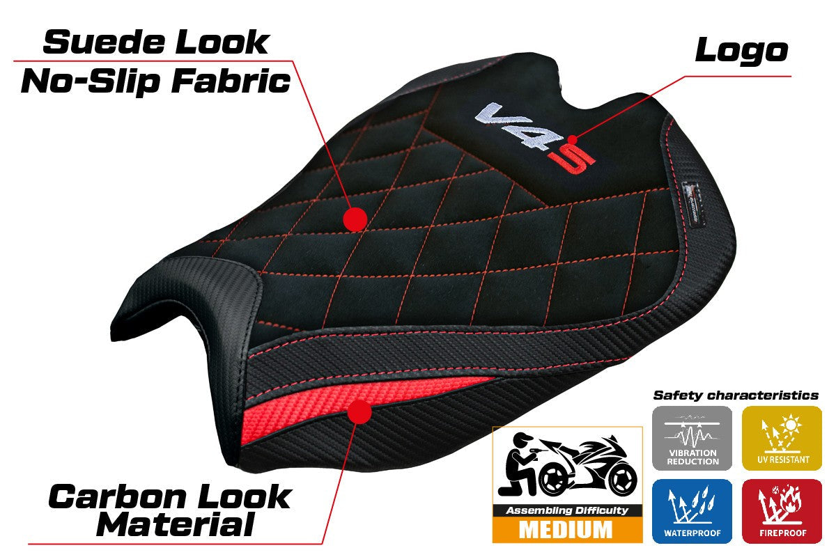 Tappezzeria Italia Ducati streetfighter V4 2025 Seat Cover Red Black SE Logo V4S