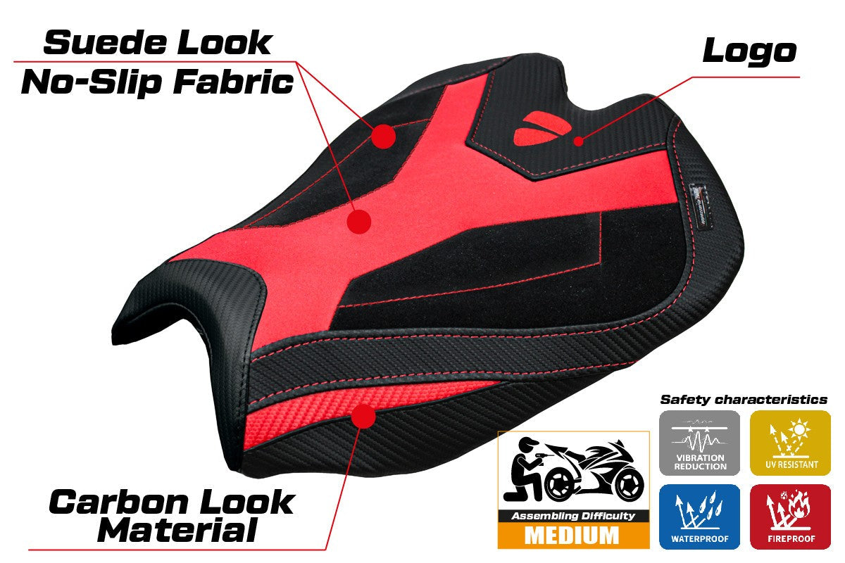 Tappezzeria Italia Ducati streetfighter V4 2025 Seat Cover Velvet Red Black