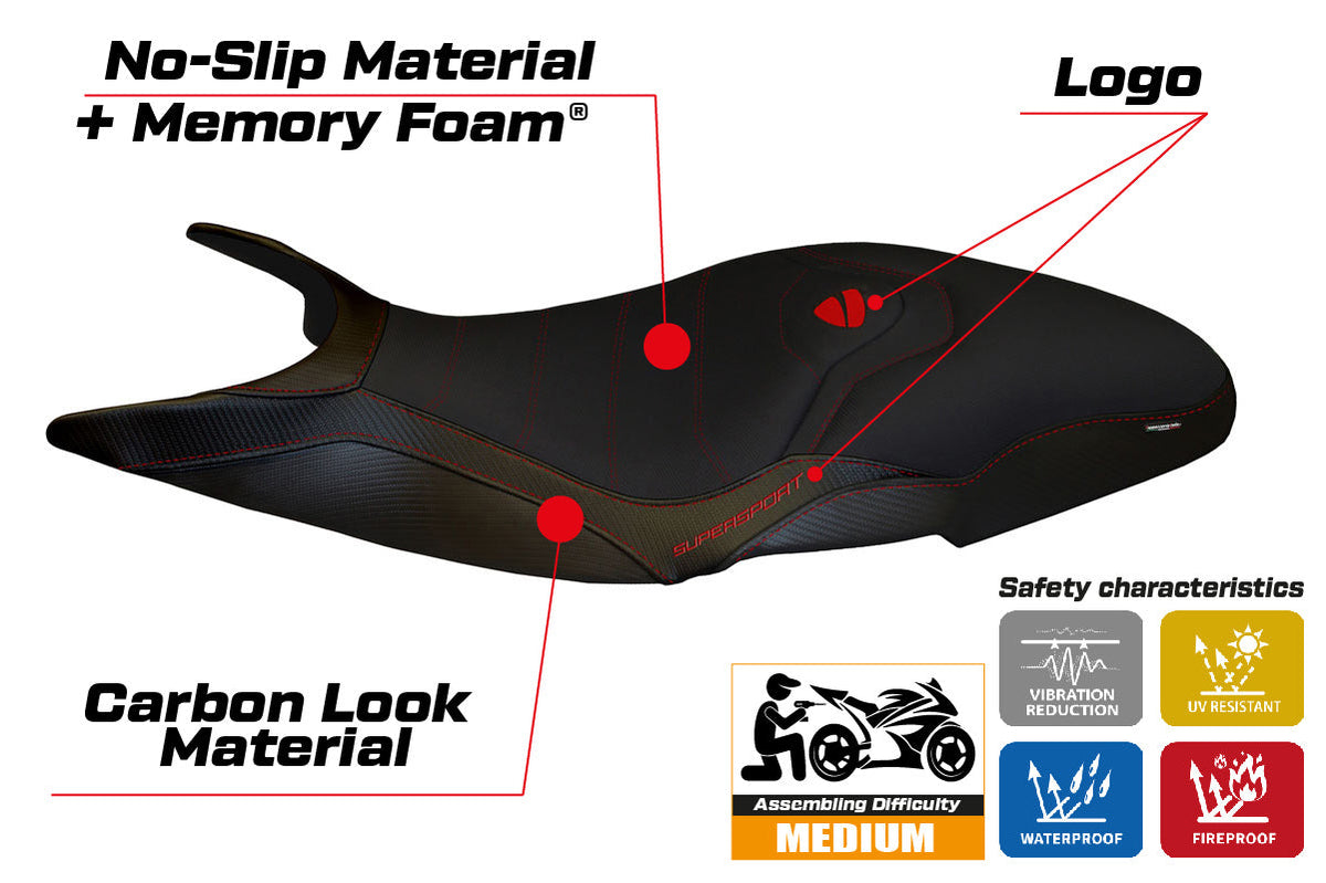 Tappezzeria Italia Ducati Super Sport 950S 2017-2024 Seat Cover Comfort in Black