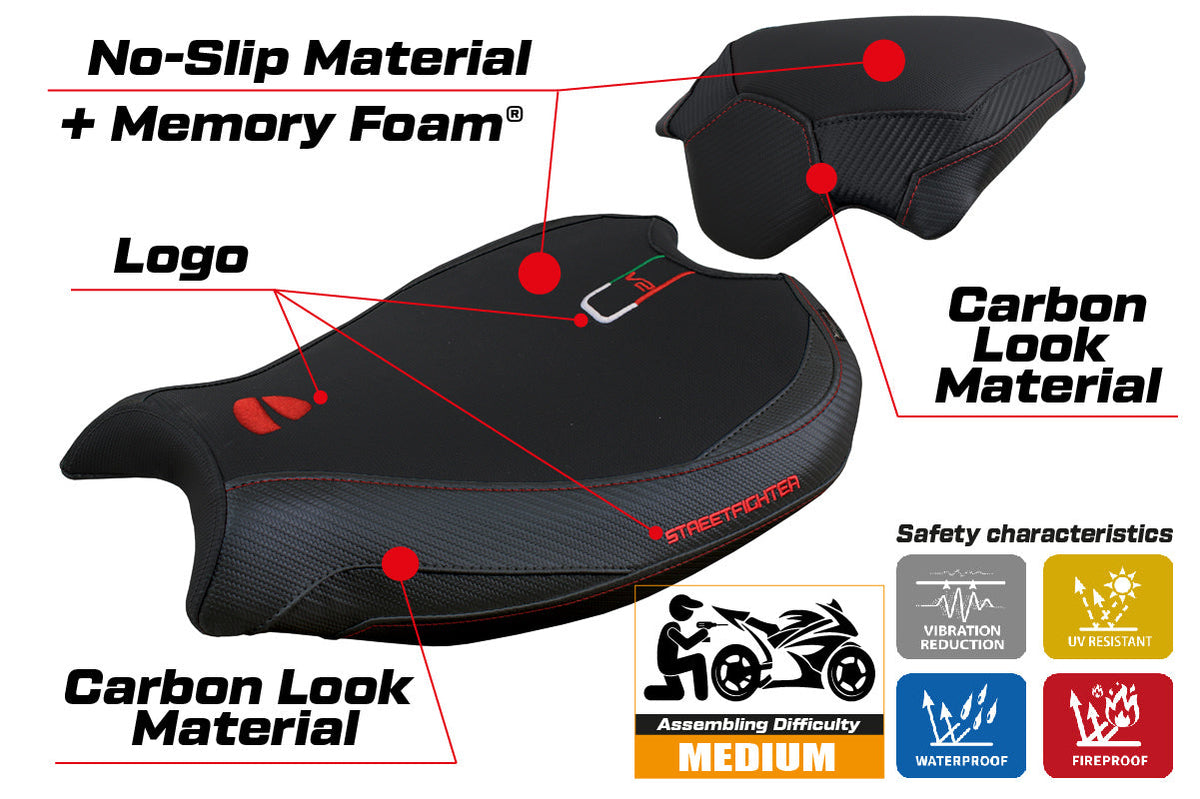 Tappezzeria Italia Ducati Streetfighter V2 2022-2024 Seat Cover Comfort in Black