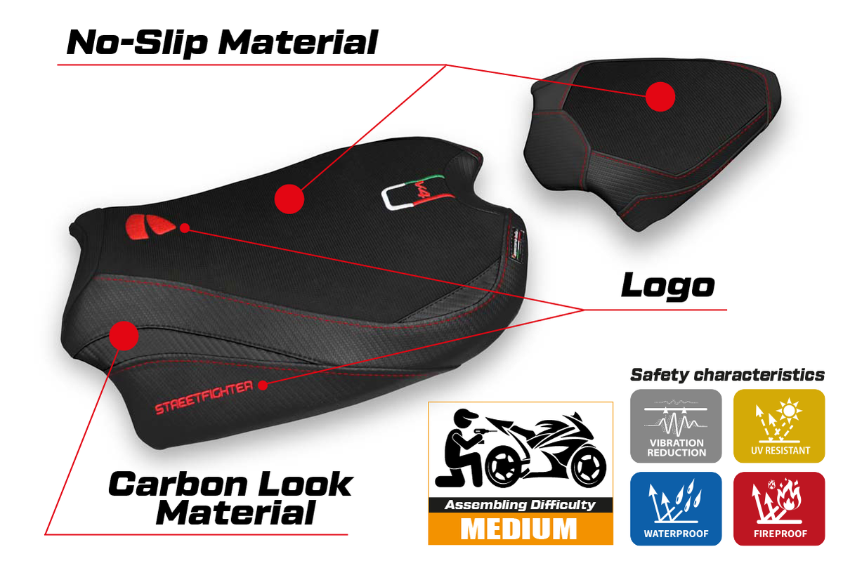 Tappezzeria Italia Ducati Streetfighter V4 2020-2024 Seat Cover in Black