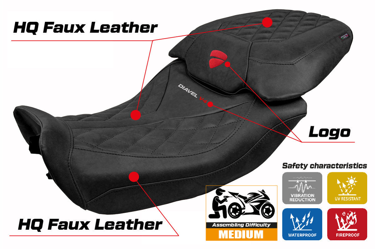 Tappezzeria Italia Ducati Diavel V4 2023-2025 Seat Cover in Diablo Classic Leather Black
